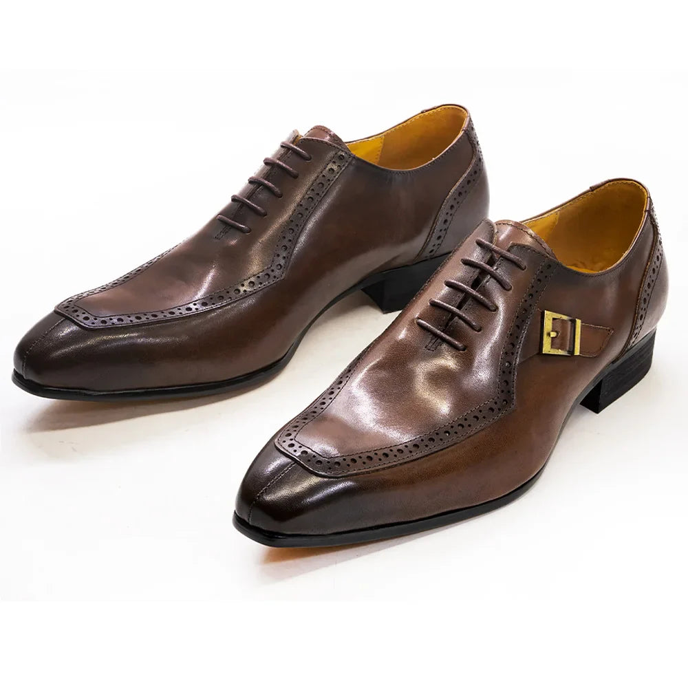 Oxford Brogue Monk Strap Shoes